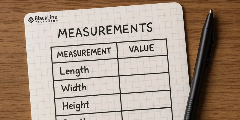 Record packaging dimensions on paper for reference